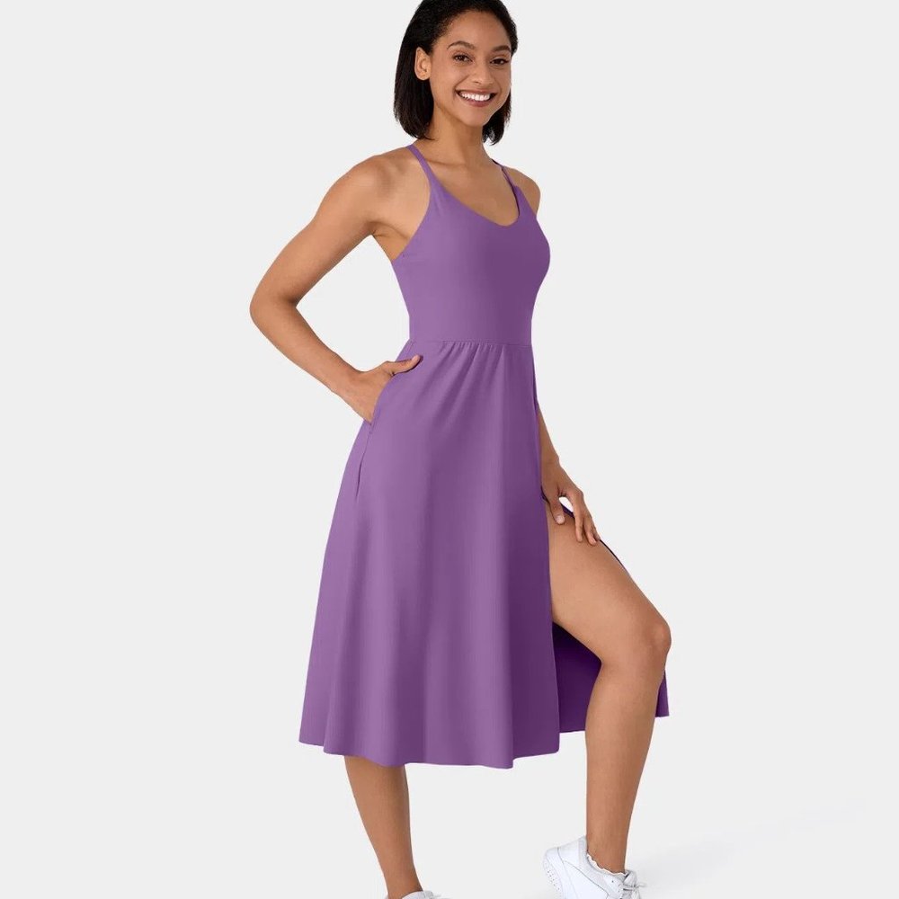 Halara- Everyday Midi Chill Dress-La Land. Size Medium, in Dewberry